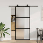 Sliding door with hardware set 90x205 cm tempered glass black