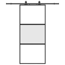 Schuifdeur met beslagset 90x205 cm gehard glas zwart