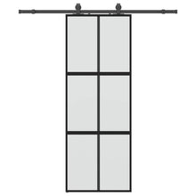 Schuifdeur met beslagset 76x205 cm gehard glas zwart