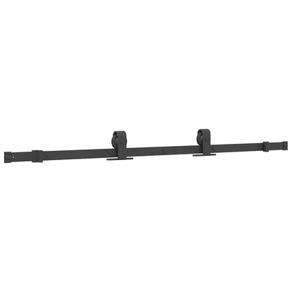 Schuifdeur met beslagset 90x205 cm gehard glas zwart