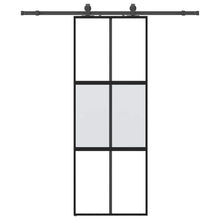 Schuifdeur met beslagset 76x205 cm gehard glas zwart
