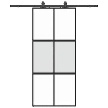 Schuifdeur met beslagset 90x205 cm gehard glas zwart