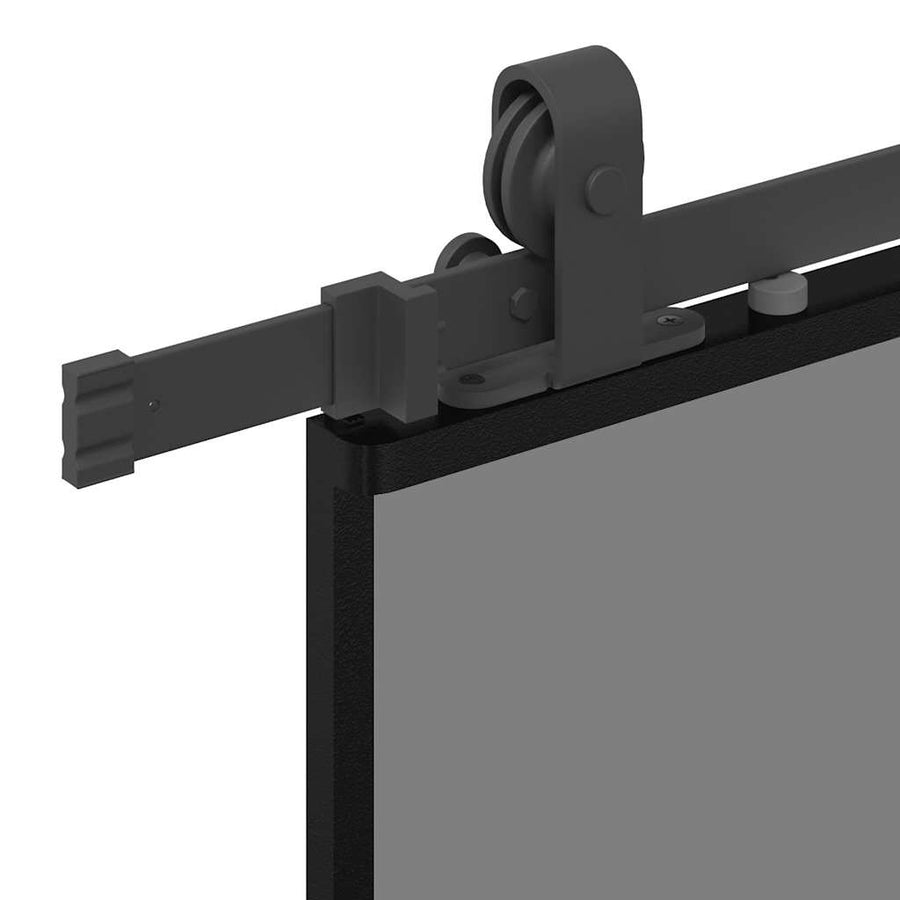 Schuifdeur met beslagset 76x205 cm gehard glas zwart