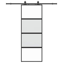 Schuifdeur met beslagset 76x205 cm gehard glas zwart