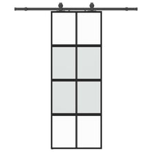 Schuifdeur met beslagset 76x205 cm gehard glas zwart