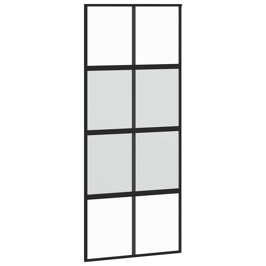 Schuifdeur met beslagset 90x205 cm gehard glas zwart