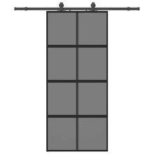 Schuifdeur met beslagset 90x205 cm gehard glas zwart