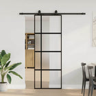 Schuifdeur 76x205 cm gehard glas zwart met beslagset
