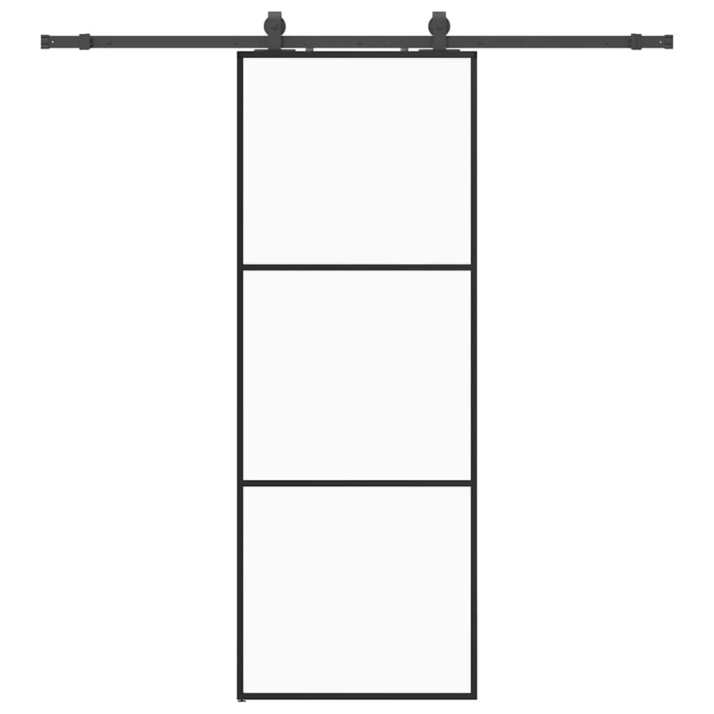 Schuifdeur met beslagset 76x205 cm ESG glas zwart