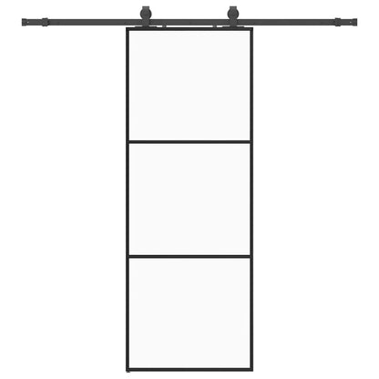 Schuifdeur met beslagset 76x205 cm ESG glas zwart