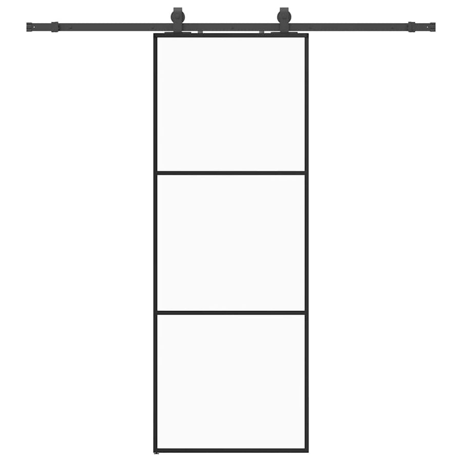 Schuifdeur met beslagset 76x205 cm ESG glas zwart