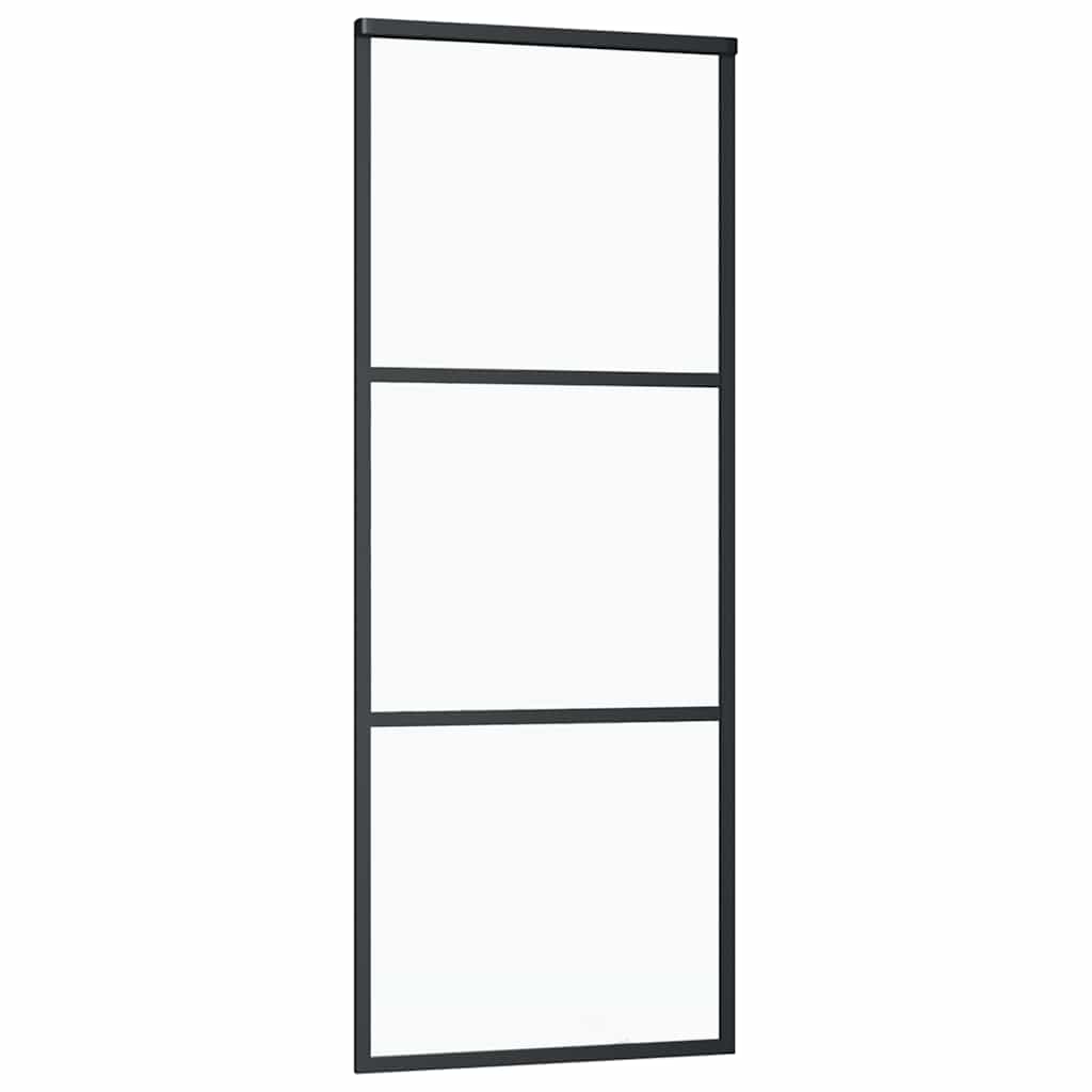 Schuifdeur met beslagset 76x205 cm ESG glas zwart