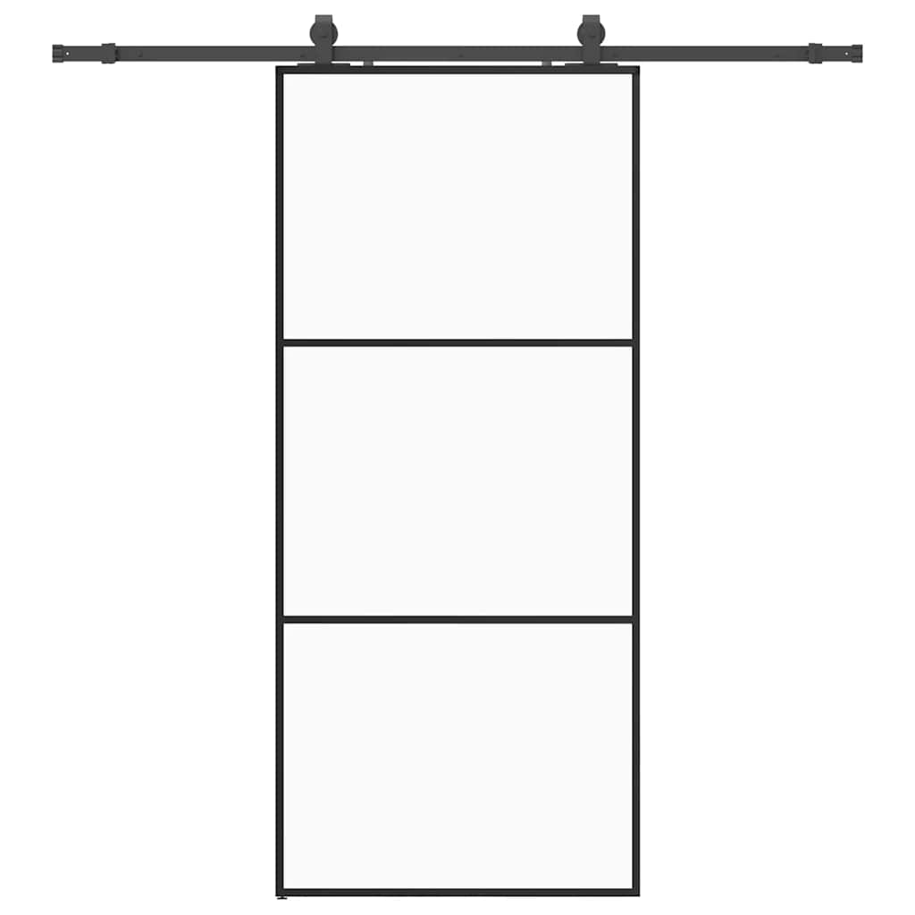 Schuifdeur met beslagset 90x205 cm ESG glas zwart