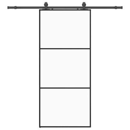Schuifdeur met beslagset 90x205 cm ESG glas zwart