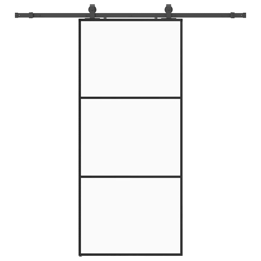 Schuifdeur met beslagset 90x205 cm ESG glas zwart