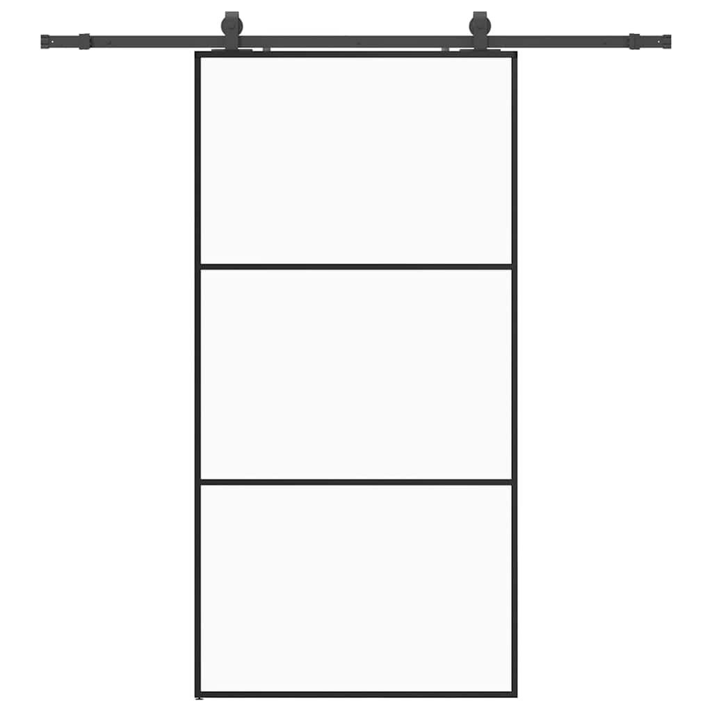 Schuifdeur met beslagset 102x205 cm ESG glas zwart