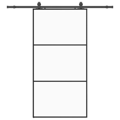 Schuifdeur met beslagset 102x205 cm ESG glas zwart
