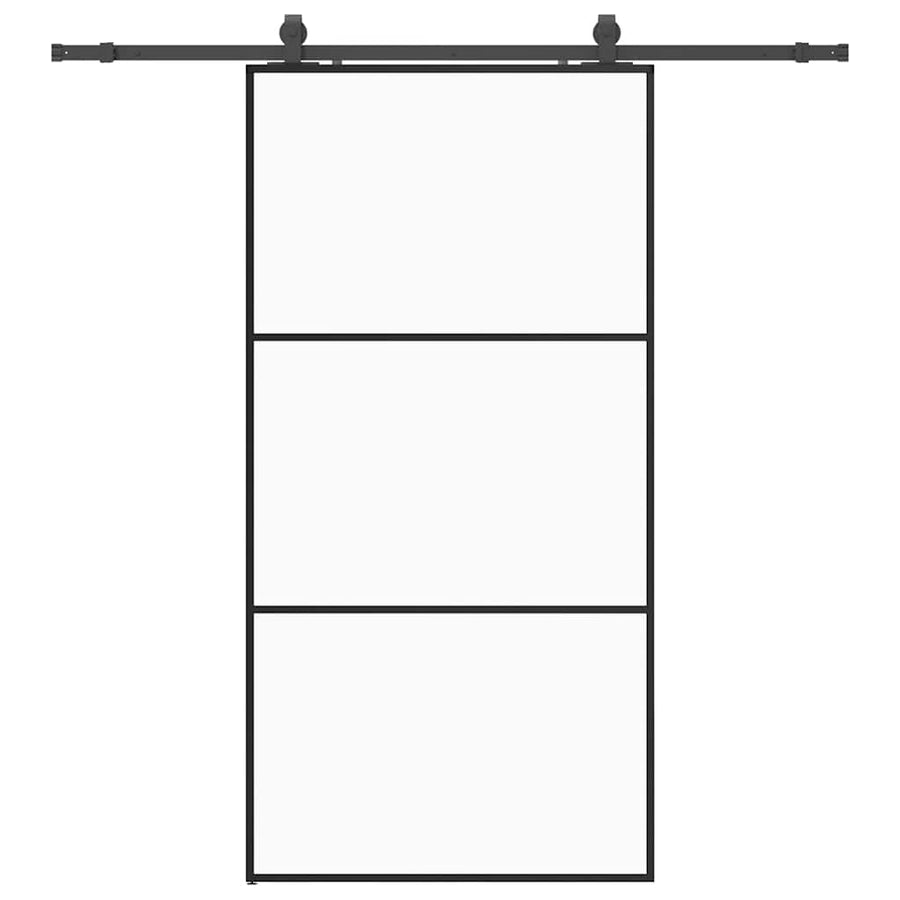 Schuifdeur met beslagset 102x205 cm ESG glas zwart