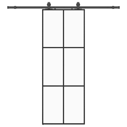Schuifdeur met beslagset 76x205 cm ESG glas zwart
