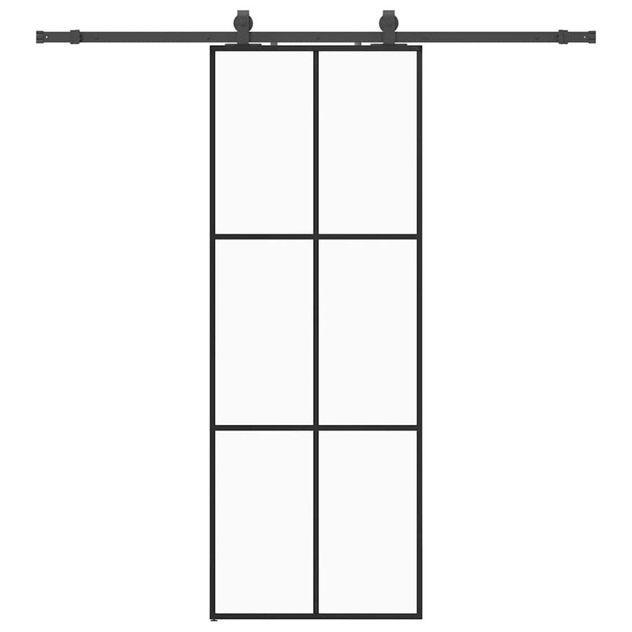 Schuifdeur met beslagset 76x205 cm ESG glas zwart