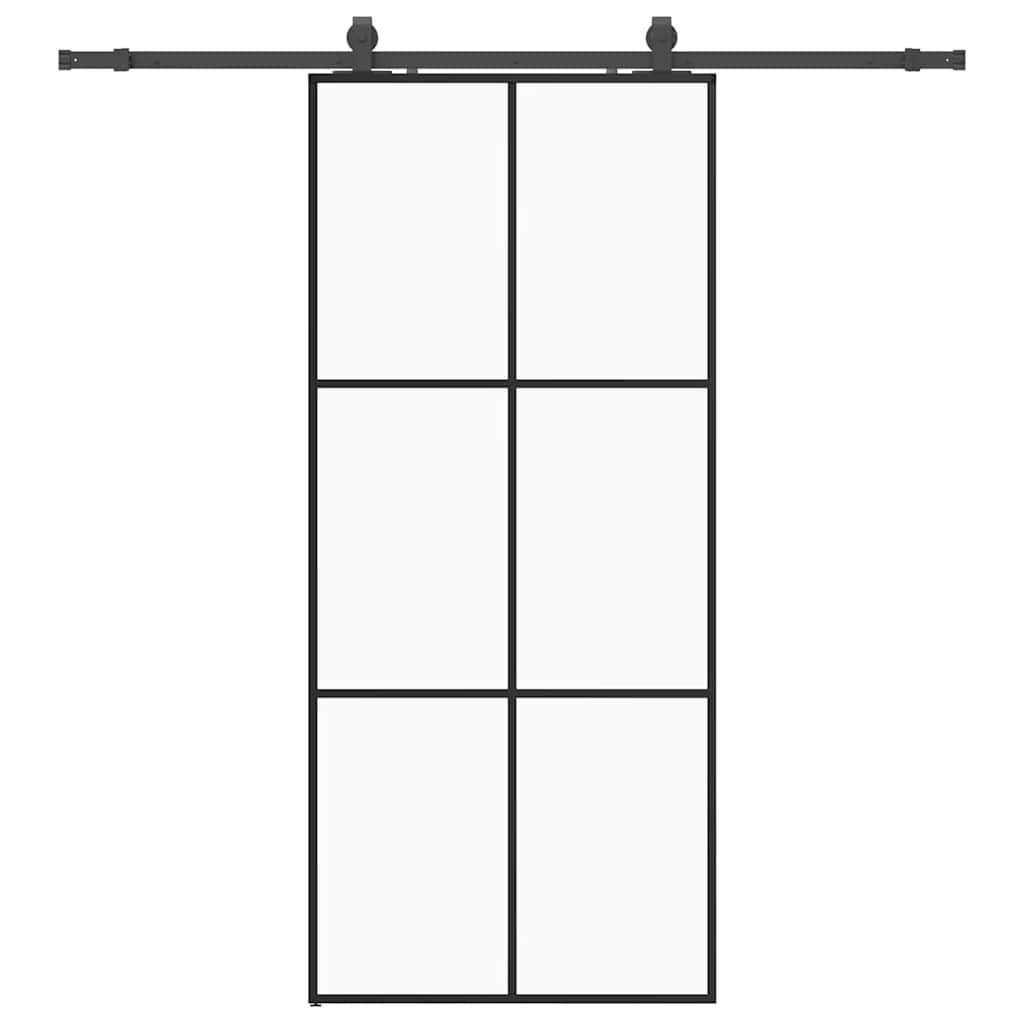 Schuifdeur met beslagset 90x205 cm ESG glas zwart
