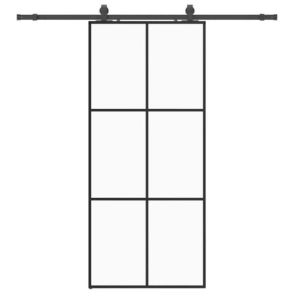 Schuifdeur met beslagset 90x205 cm ESG glas zwart