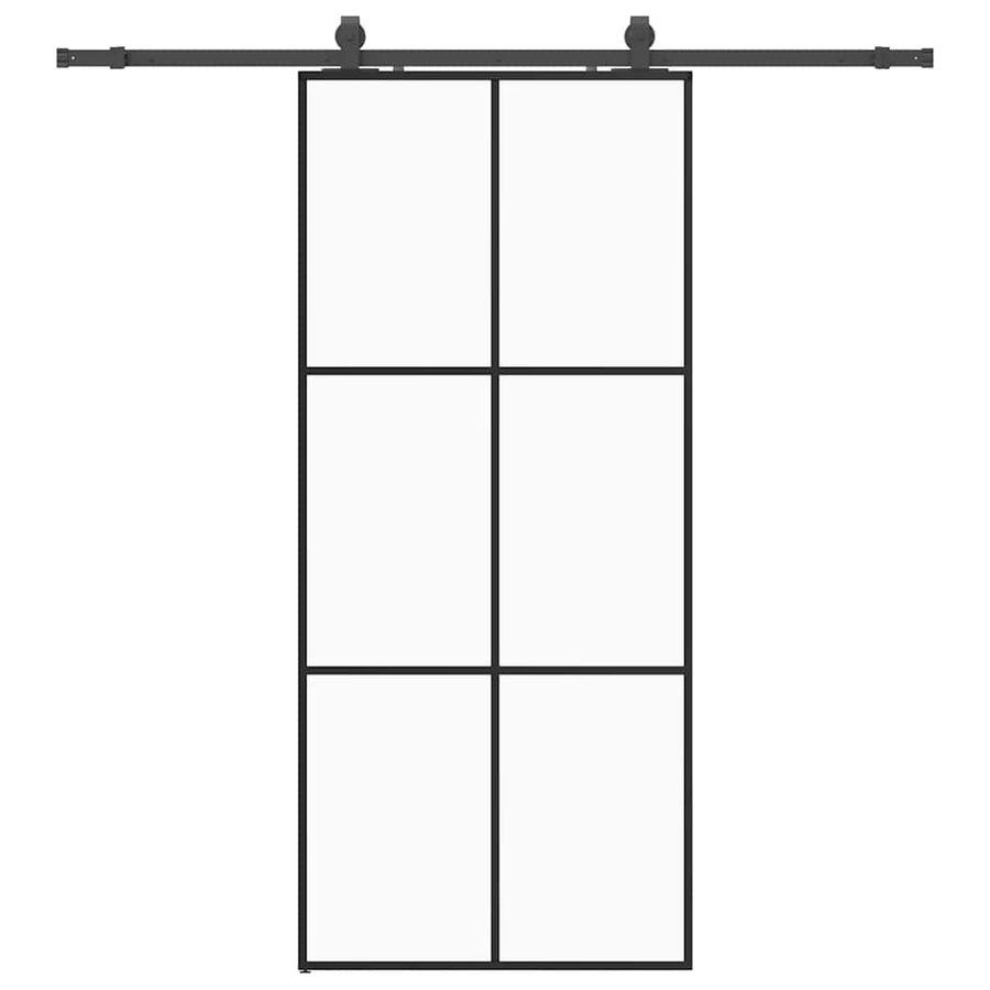 Schuifdeur met beslagset 90x205 cm ESG glas zwart