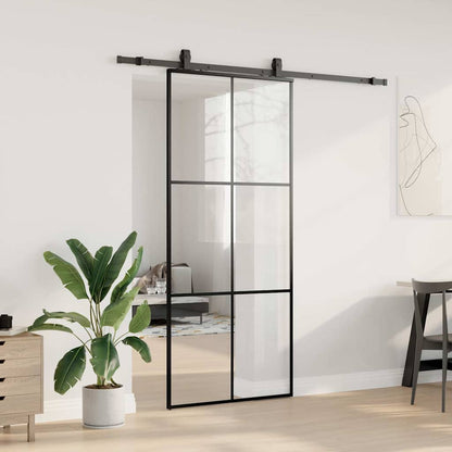 Schuifdeur met beslagset 90x205 cm ESG glas zwart