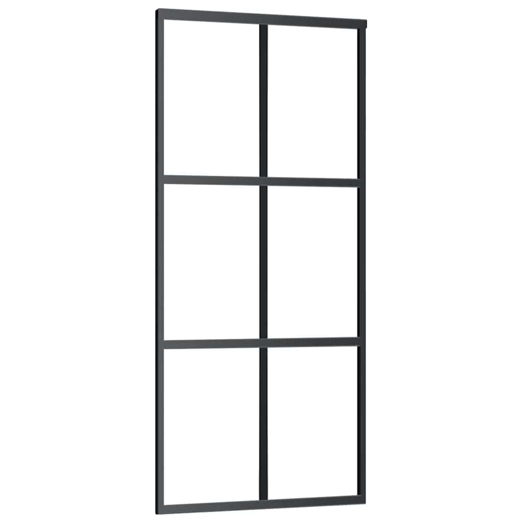 Schuifdeur met beslagset 90x205 cm ESG glas zwart