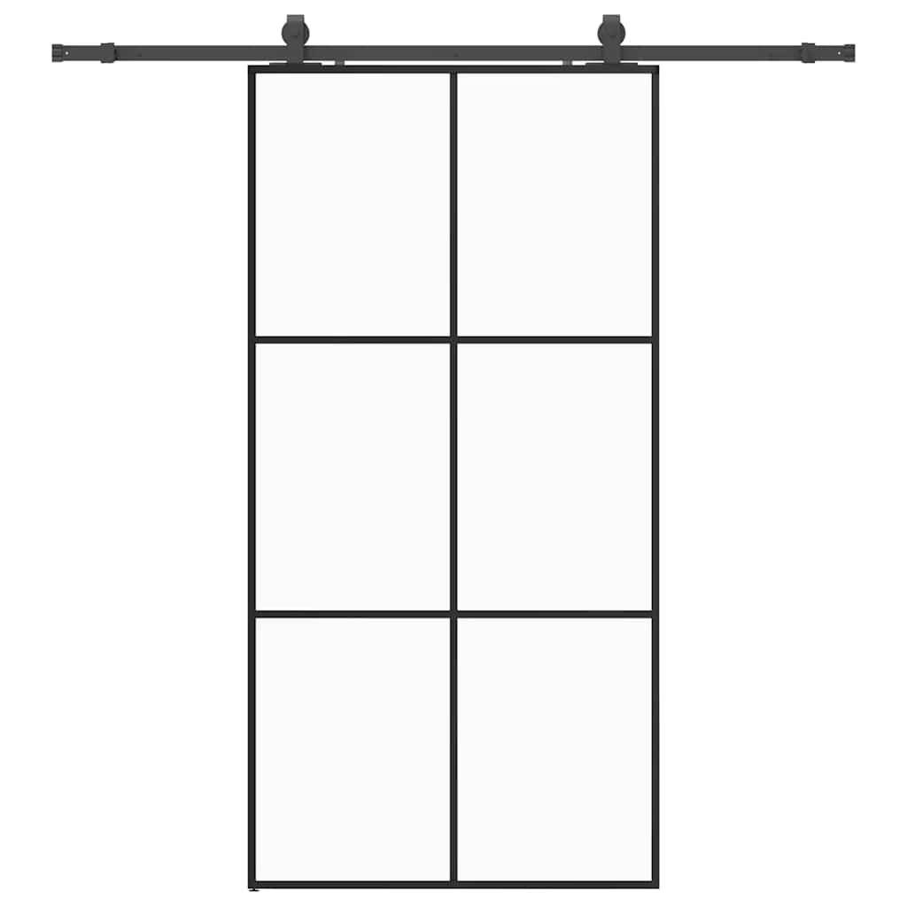 Schuifdeur met beslagset 102x205 cm ESG glas zwart