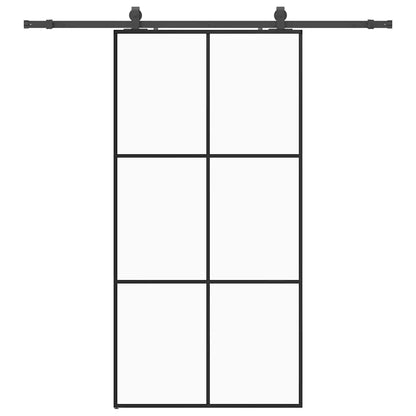 Schuifdeur met beslagset 102x205 cm ESG glas zwart