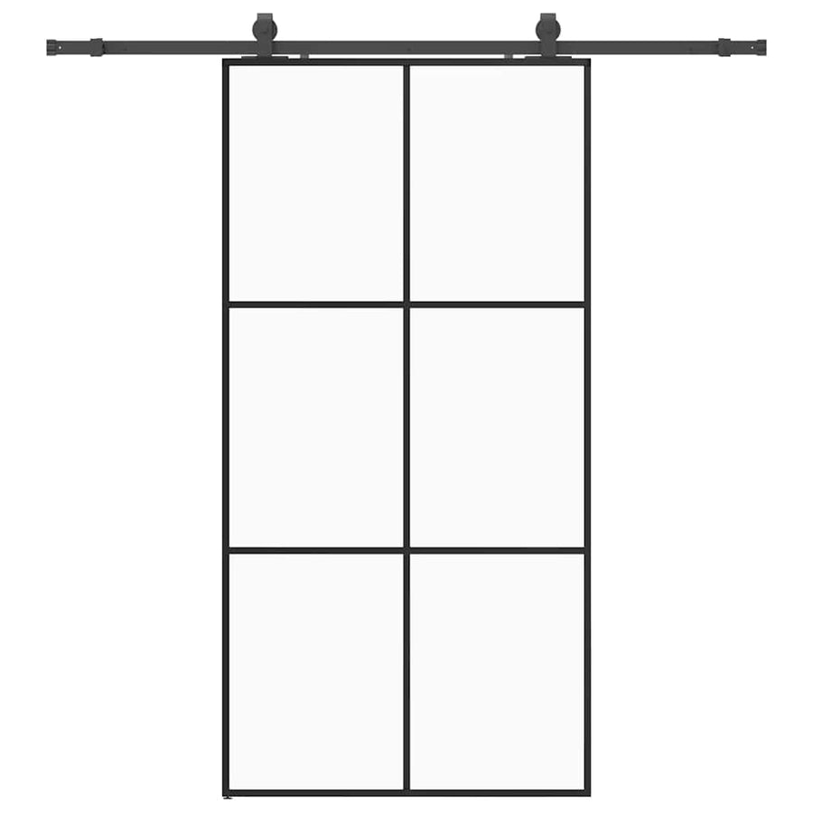 Schuifdeur met beslagset 102x205 cm ESG glas zwart