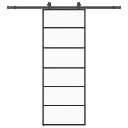 Schuifdeur met beslagset 76x205 cm ESG glas zwart