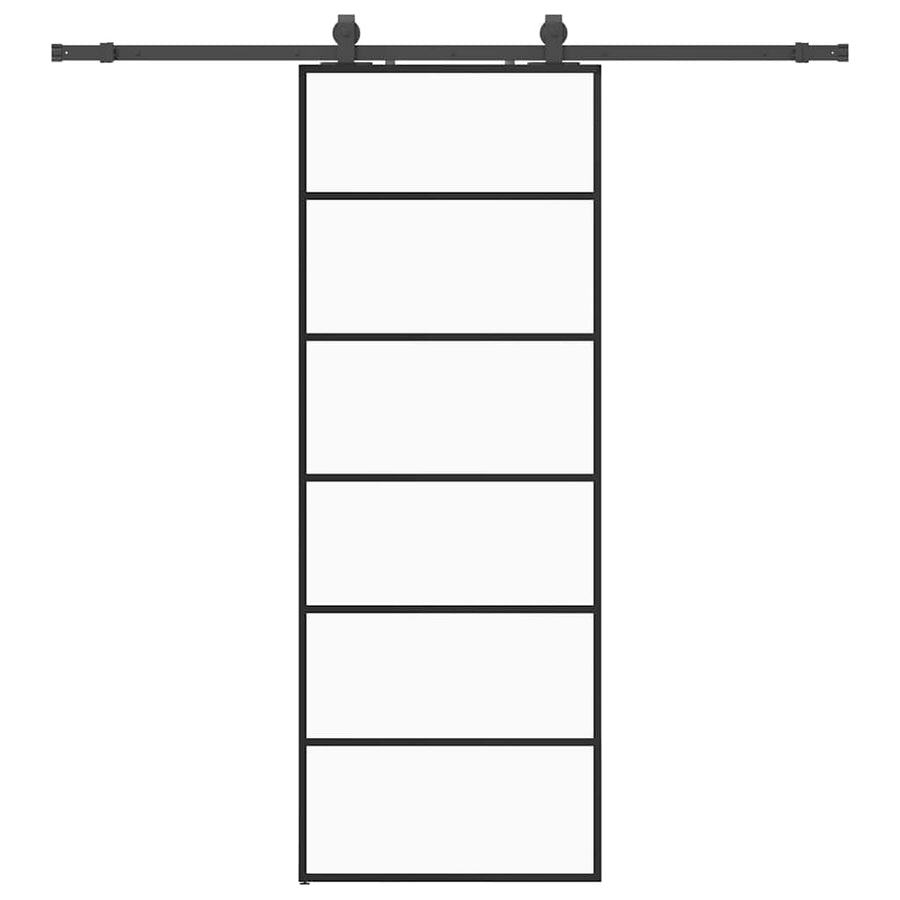 Schuifdeur met beslagset 76x205 cm ESG glas zwart
