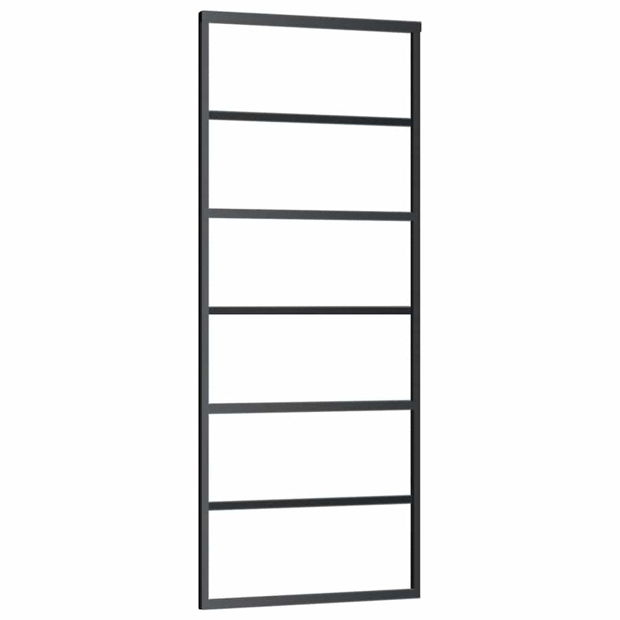 Schuifdeur met beslagset 76x205 cm ESG glas zwart