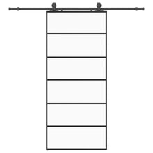 Schuifdeur Met Beslagset 90X205 Cm Esg Glas Zwart 90 x 205 cm (200 cm schuifrail) 5 horizontale stangen