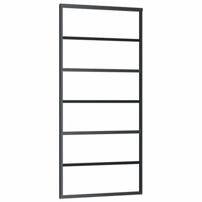 Schuifdeur Met Beslagset 90X205 Cm Esg Glas Zwart 90 x 205 cm (200 cm schuifrail) 5 horizontale stangen