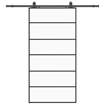 Schuifdeur met beslagset 102x205 cm ESG glas zwart