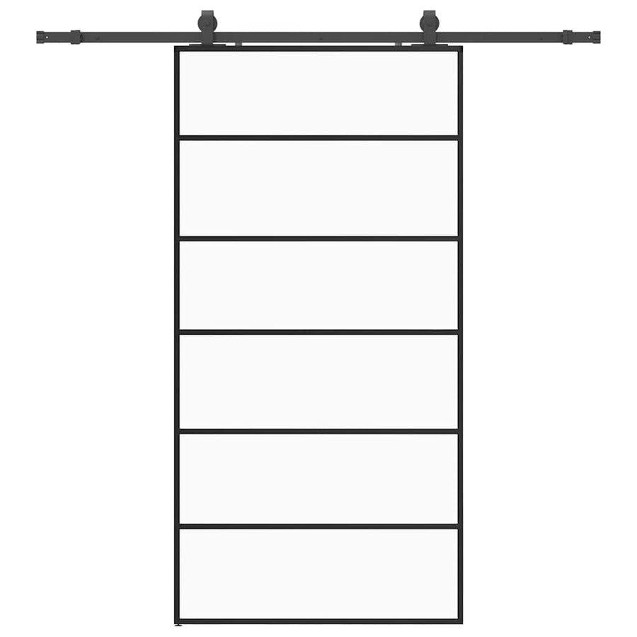 Schuifdeur met beslagset 102x205 cm ESG glas zwart
