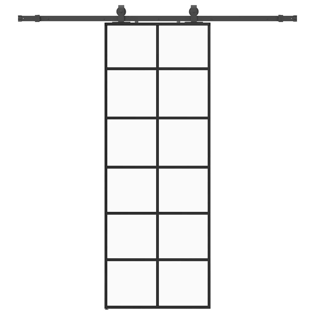 Schuifdeur met beslagset 76x205 cm ESG glas zwart
