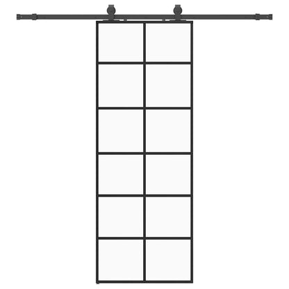 Schuifdeur met beslagset 76x205 cm ESG glas zwart