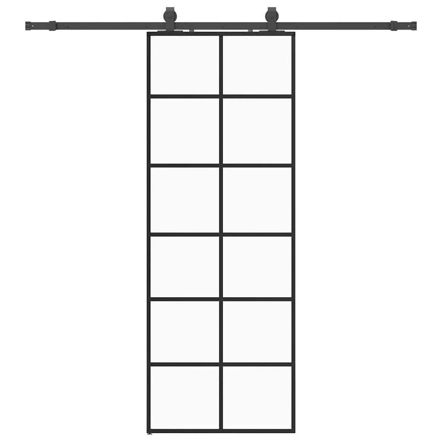 Schuifdeur met beslagset 76x205 cm ESG glas zwart