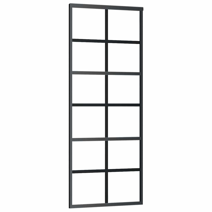 Schuifdeur met beslagset 76x205 cm ESG glas zwart