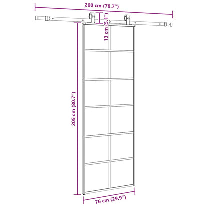 Schuifdeur met beslagset 76x205 cm ESG glas zwart