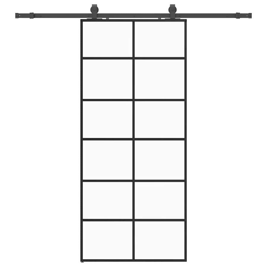 Schuifdeur met beslagset 90x205 cm ESG glas zwart