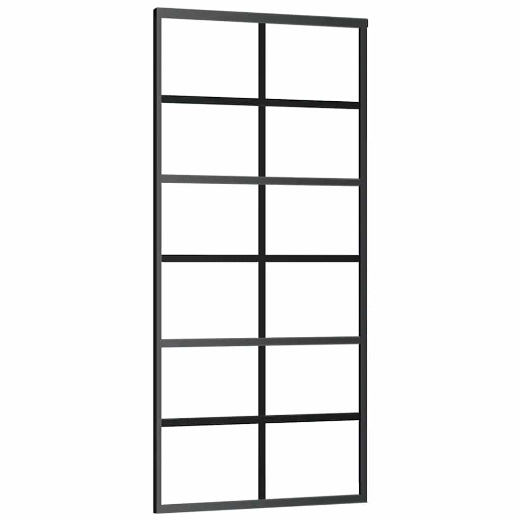 Schuifdeur met beslagset 90x205 cm ESG glas zwart