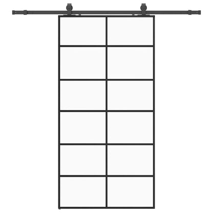 Schuifdeur met beslagset 102x205 cm ESG glas zwart