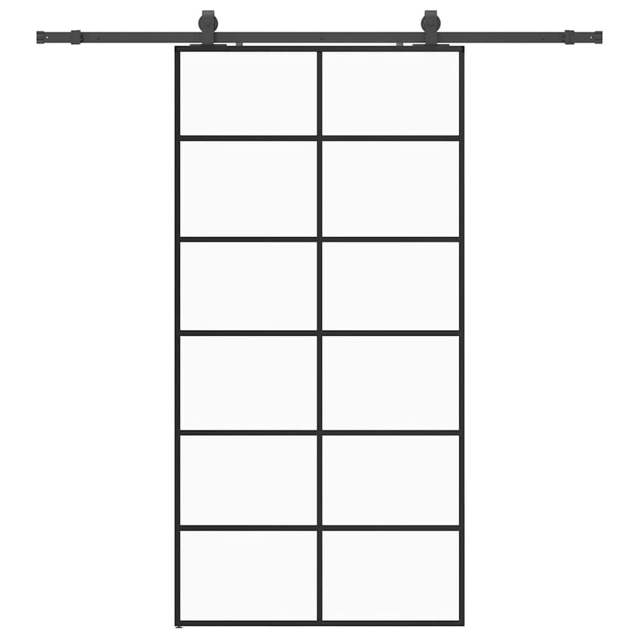 Schuifdeur met beslagset 102x205 cm ESG glas zwart