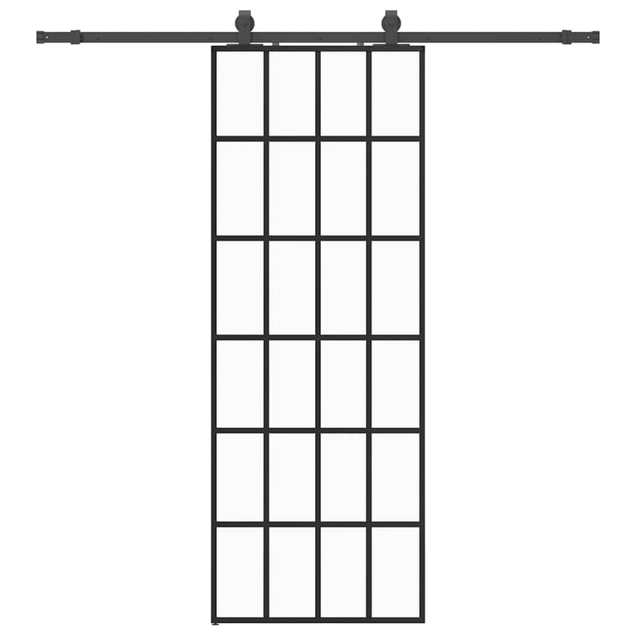 Schuifdeur met beslagset 76x205 cm ESG glas zwart