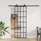 Sliding door with hardware set 76x205 cm ESG glass black